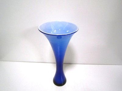 画像4: ガラス花器　涼７-４３B ブルー竹葉型