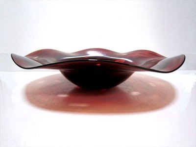 画像4: ガラス花器　アメ茶花形大皿　涼４-３３