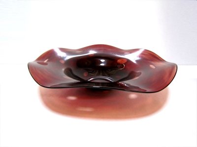 画像3: ガラス花器　アメ茶花形大皿　涼４-３３