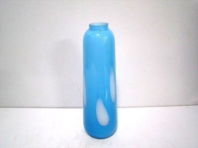 画像4: ガラス花器　G-１１２　ライトブルー長瓶型