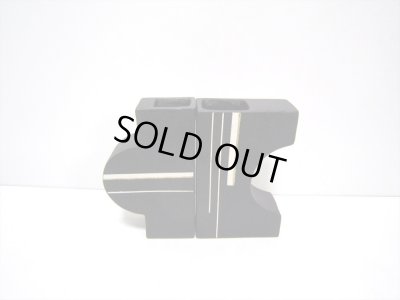 画像4: 一品作　黒二つ組変型花器　T-２７-１５