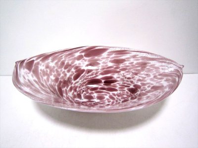 画像5: ガラス花器　一品作アズキ曲皿　G-１２５