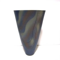 特-４０９　作家物手作りブルーグレー生花・自由花花器