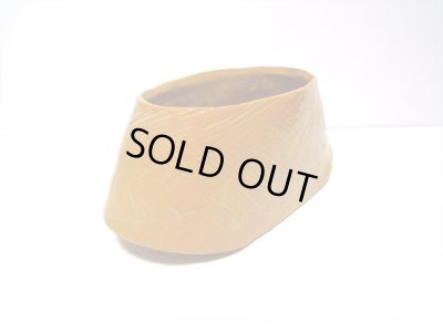 画像6: 特-４１４　手造り黄色末広型花器