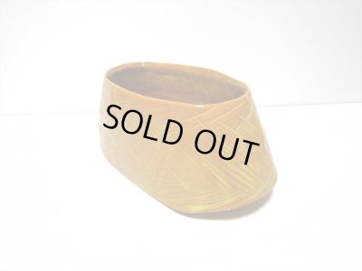 画像3: 特-４１４　手造り黄色末広型花器