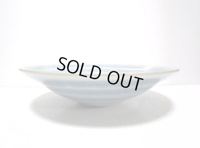 画像5: 特-４２６　手造り１２号丸大皿ブルー渦巻