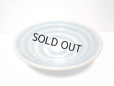 画像4: 特-４２６　手造り１２号丸大皿ブルー渦巻