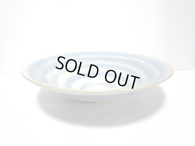 画像6: 特-４２６　手造り１２号丸大皿ブルー渦巻