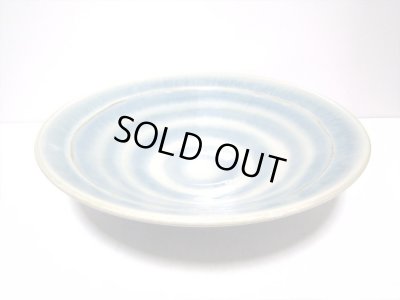 画像3: 特-４２６　手造り１２号丸大皿ブルー渦巻