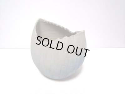 画像5: 手造り　７号紺ボカシ櫛目壷型花器　T-２８－２３