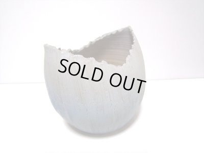 画像6: 手造り　７号紺ボカシ櫛目壷型花器　T-２８－２３