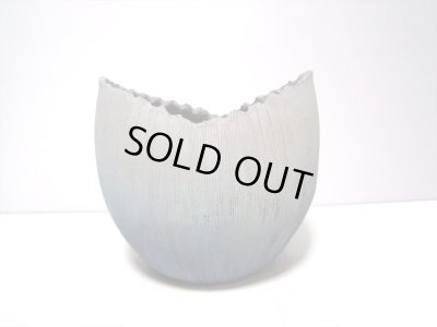 画像3: 手造り　７号紺ボカシ櫛目壷型花器　T-２８－２３