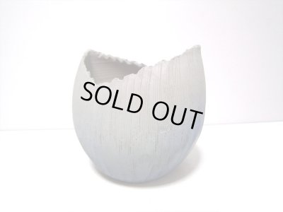 画像4: 手造り　７号紺ボカシ櫛目壷型花器　T-２８－２３