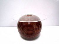 ケヤキ（木製）　４.８号球形花器　アクリル板付