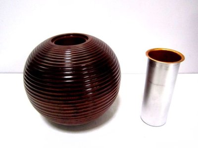 画像5: ケヤキ（木製）　６号球形花器　アクリル板付