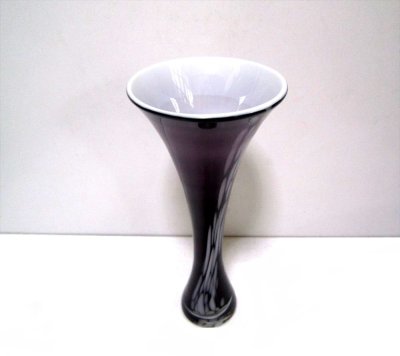 画像7: ガラス花器　涼７-４３P アズキ色竹葉型