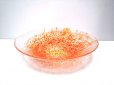 画像1: ガラス花器　９-５０１　ドット丸皿水盤オレンジ (1)