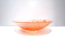 他の写真1: ガラス花器　９-５０１　ドット丸皿水盤オレンジ