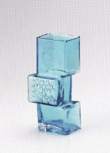 ガラス花器　涼４-１９　ブルー角型三連