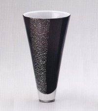 ガラス花器　涼４-７　アズキ色銀粉模様