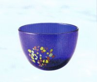 ガラス花器　涼４-１０　瑠璃色椀型