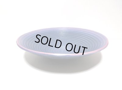 画像4: 濃紺にピンク１１号丸皿鉢　T-２９－２４