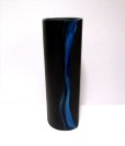 画像4: 一品作　黒舟形楕円青釉流し立花器　T-２９-３５