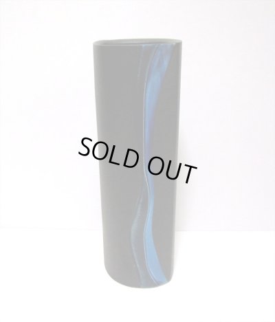 画像4: 一品作　黒舟形楕円青釉流し立花器　T-２９-３５