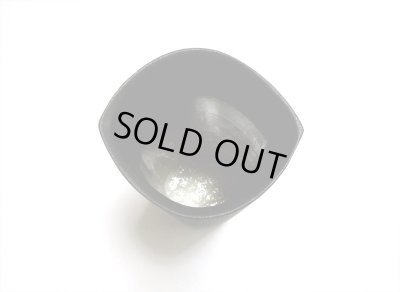 画像12: 一品作　黒舟形楕円青釉流し立花器　T-２９-３５