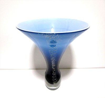 画像2: ガラス花器　涼４-３Ａ　ブルーしらとり型