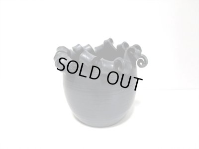 画像4: 一品作　手作り 黒壺型口巻花器　T-２９-６２