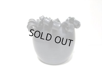 画像7: 一品作　手作り 黒壺型口巻花器　T-２９-６２