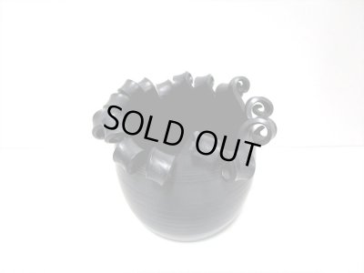 画像6: 一品作　手作り 黒壺型口巻花器　T-２９-６２