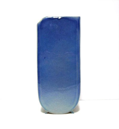 画像7: 特-５５１　手作り青ガラス釉１２号変型角型花器