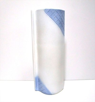 画像9: 特-５５２　手作り艶消し白釉１５号角型合わせ花器