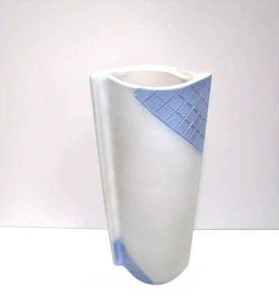 画像3: 特-５５２　手作り艶消し白釉１５号角型合わせ花器