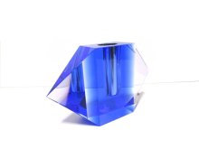 他の写真1: 特-６９３　クリスタルガラス花器　菱形ブルー（１点限り）