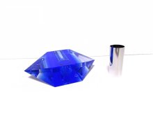 他の写真3: 特-６９３　クリスタルガラス花器　菱形ブルー（１点限り）