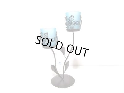 画像6: 特-５５４　ブルーガラス キャンドルスタンド