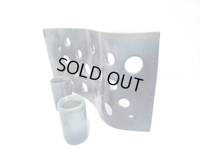 画像4: 手造り 青ガラス釉穴明き陶板花器　T-３０-６