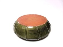 他の写真3: 手作り濃緑ビードロ釉１０号面取り丸水盤　T-３０－１０