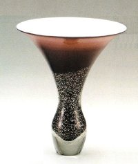 ガラス花器　涼４-３Ｂ　アズキ色しらとり型