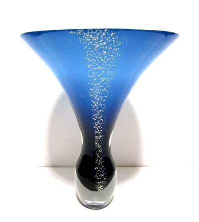 画像1: ガラス花器　涼４-３Ａ　ブルーしらとり型