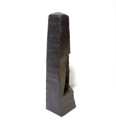 画像6: 特-５８０　手作り焼〆灰釉五角筒形花器（縦横兼用）