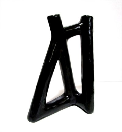 画像10: 黒変形２口パイプ花器　T-３１-１２