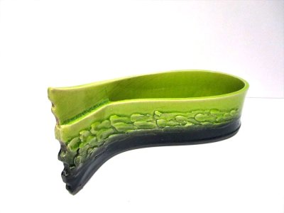 画像10: 手造り １１号萌黄色 角ウエーブ合わせ花器　T-３１-１５ 