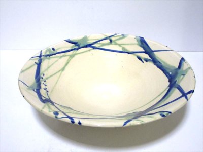 画像7: 特-６３０　手造りクリーム１２.５号大皿釉流し