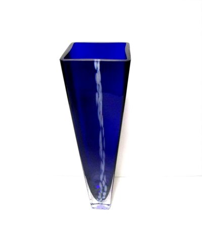 画像2: ガラス花器　瑠璃色１３.５号角型長瓶　G-１３０
