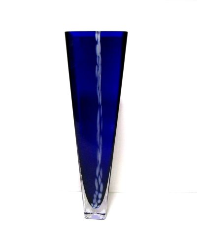 画像1: ガラス花器　瑠璃色１３.５号角型長瓶　G-１３０