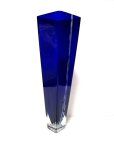 画像8: ガラス花器　瑠璃色１３.５号角型長瓶　G-１３０